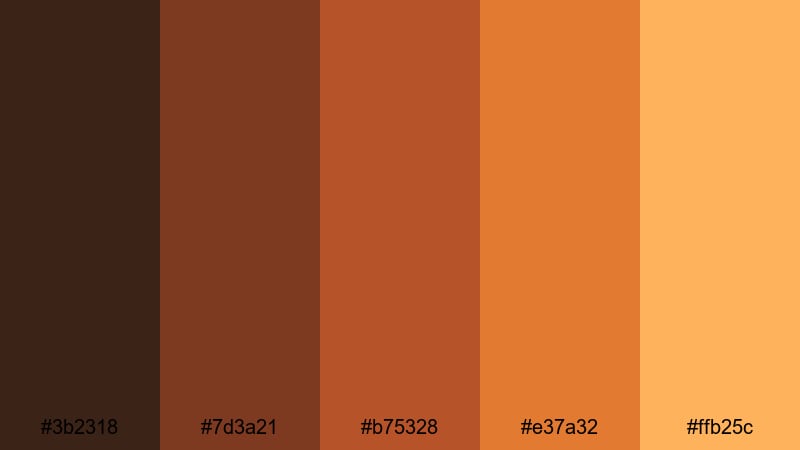 clay roof sunlight brown red orange color palette with hex codes