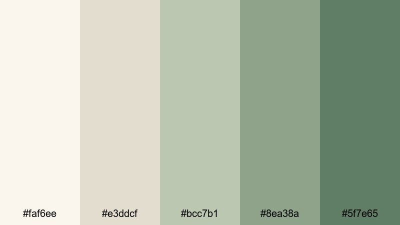 clean app interface beige green color palette with hex codes