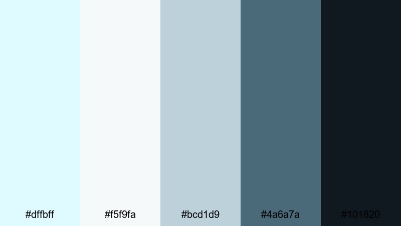 clean app interface light cyan color palette with hex codes