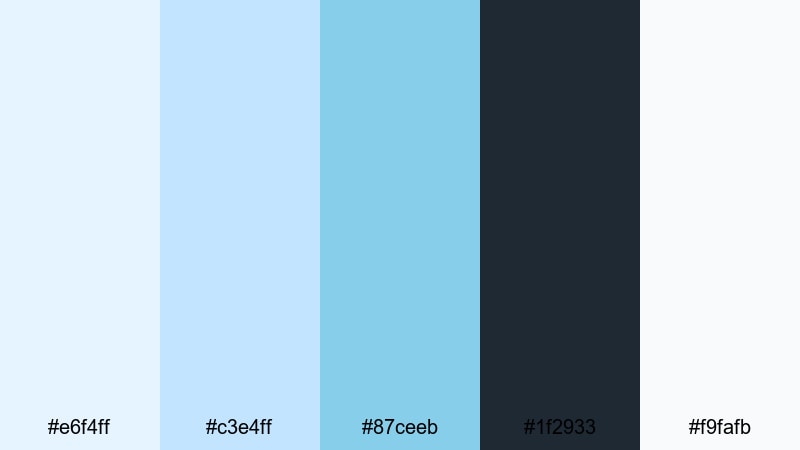 clean app interface sky blue color palette with hex codes
