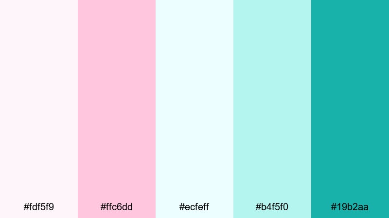 clean aqua interface pink turquoise color palette with hex codes