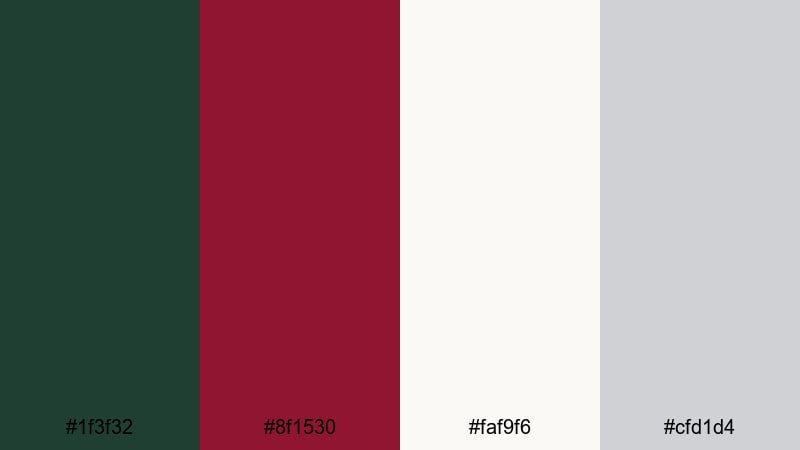 clean berry contrast green burgundy color palette with hex codes