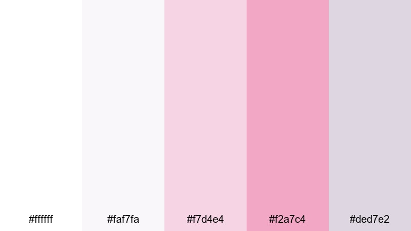 clean blush interface white pink color palette with hex codes