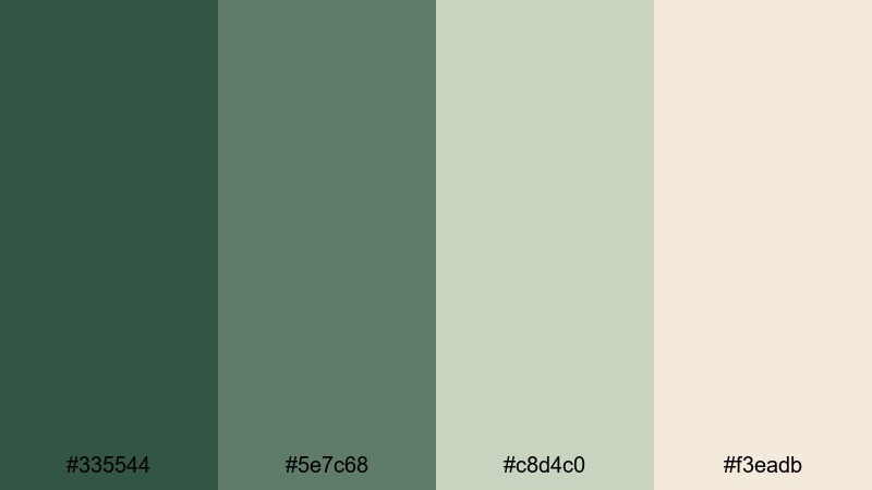 clean canvas green green tan color palette with hex codes