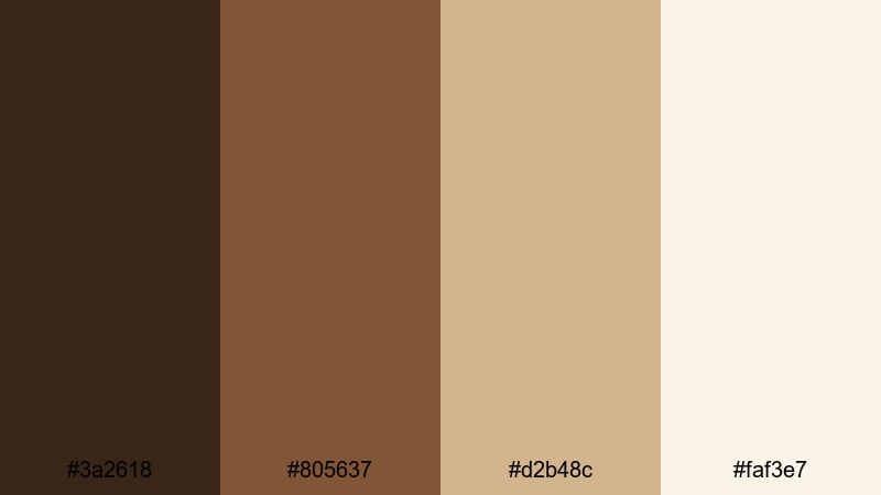 clean coffee branding brown color palette with hex codes