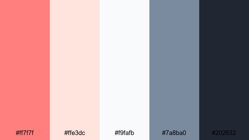 clean coral interface coral pink color palette with hex codes