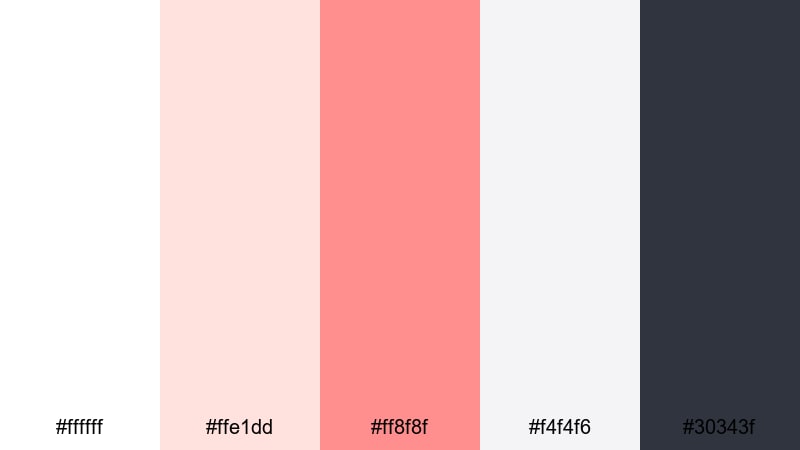 clean coral interface light coral color palette with hex codes