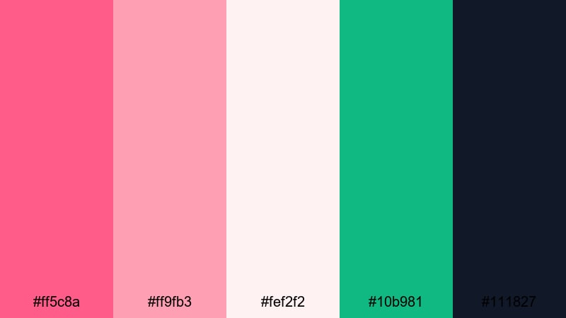 clean coral interface pink flamingo color palette with hex codes