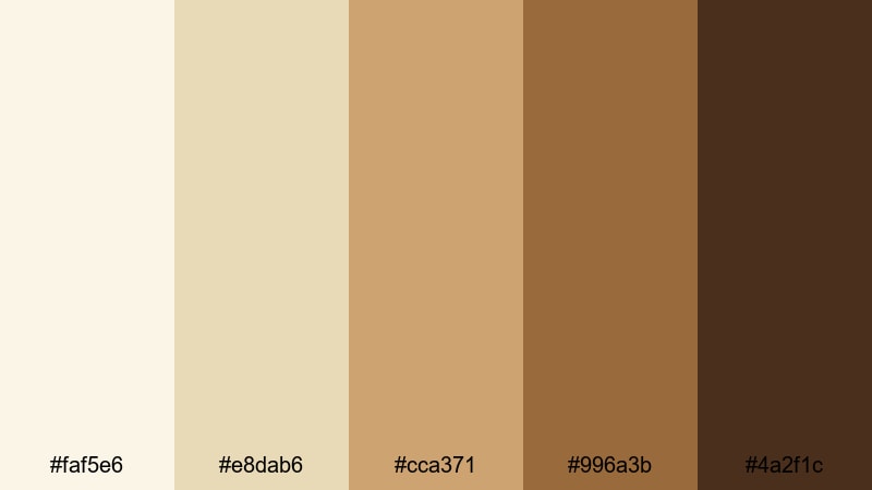 clean craft aesthetic yellow brown color palette with hex codes