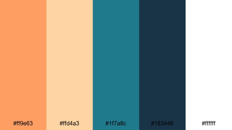 clean dashboard focus orange blue color palette with hex codes
