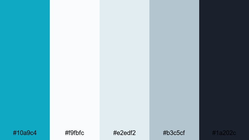 clean dashboard wave turquoise blue color palette with hex codes