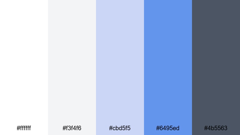 clean edit overlay cornflower color palette with hex codes