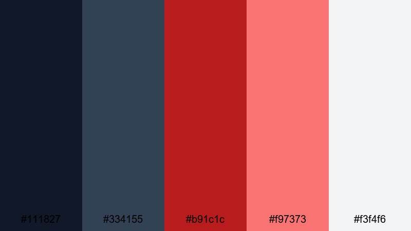 clean editorial accent blue dark red color palette with hex codes