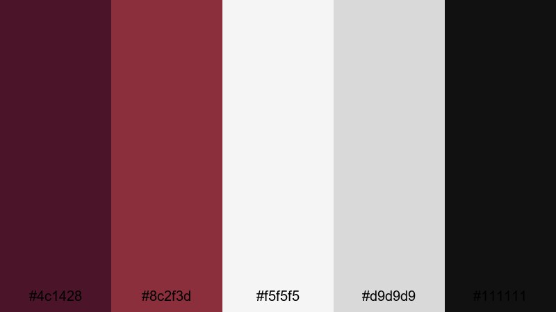 clean editorial claret wine red color palette with hex codes