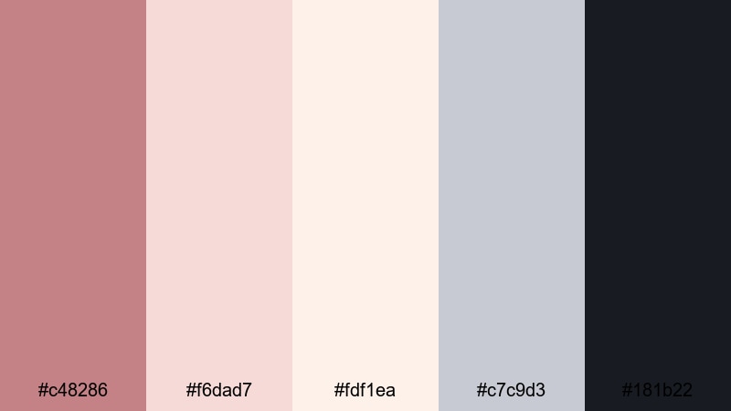 clean editorial fade old rose color palette with hex codes