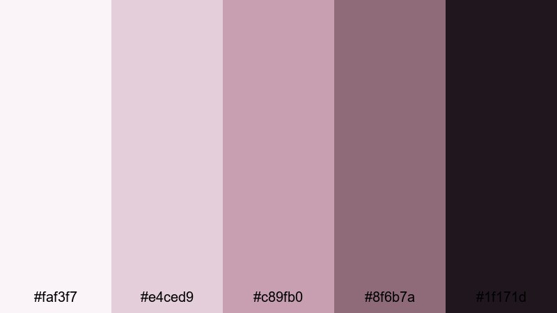 clean editorial mauve mauve pink color palette with hex codes