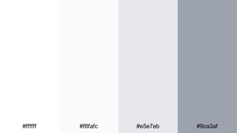 clean frame title card snow color palette with hex codes