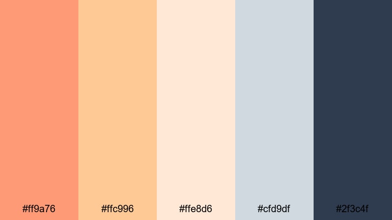 clean gradient dusk sunset color palette with hex codes