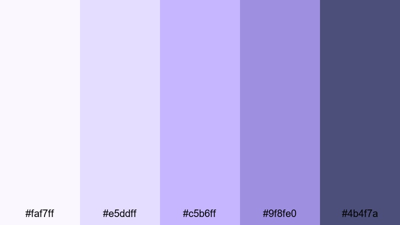 clean gradient fade purple lilac color palette with hex codes