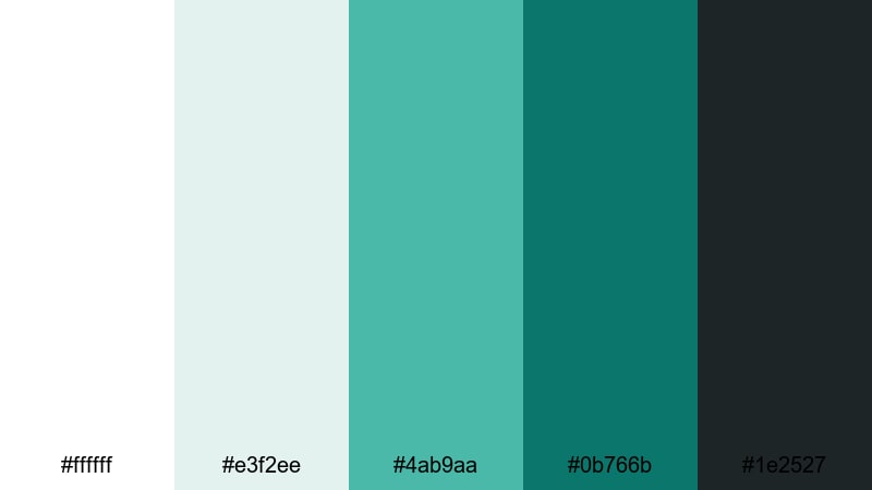 clean grid turquoise turquoise green color palette with hex codes