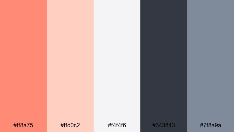 clean interface coral salmon color palette with hex codes
