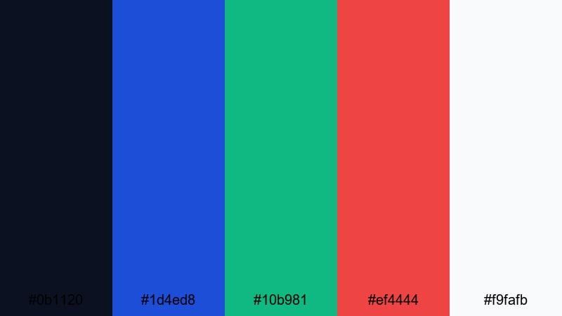clean interface pulse blue green red color palette with hex codes