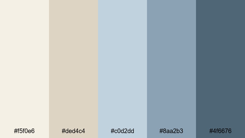 clean interface tide beige blue color palette with hex codes