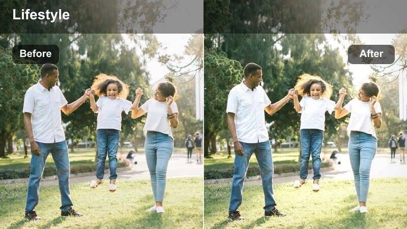 Neutral filter on a bright living room vlog scene