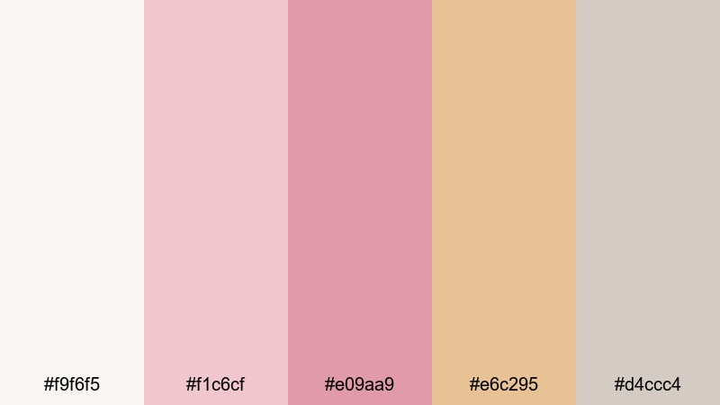 clean loft rosegold pink gold color palette with hex codes