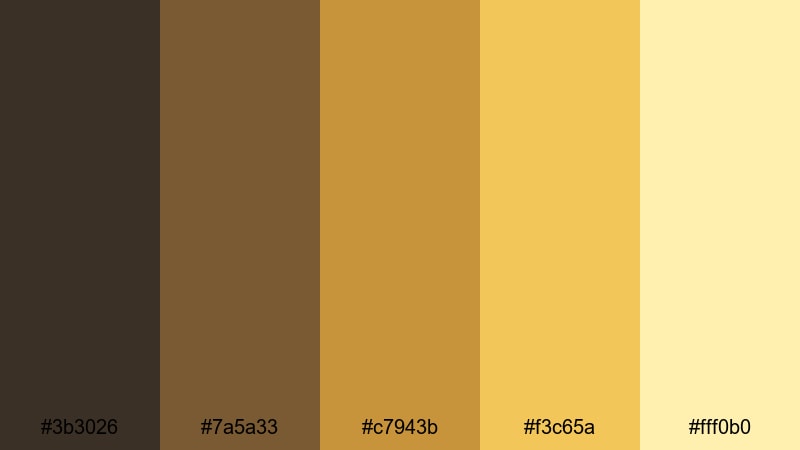 clean ochre portfolio brown yellow orange color palette with hex codes
