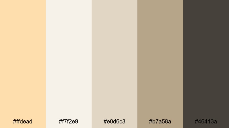 clean product showcase navajo white color palette with hex codes