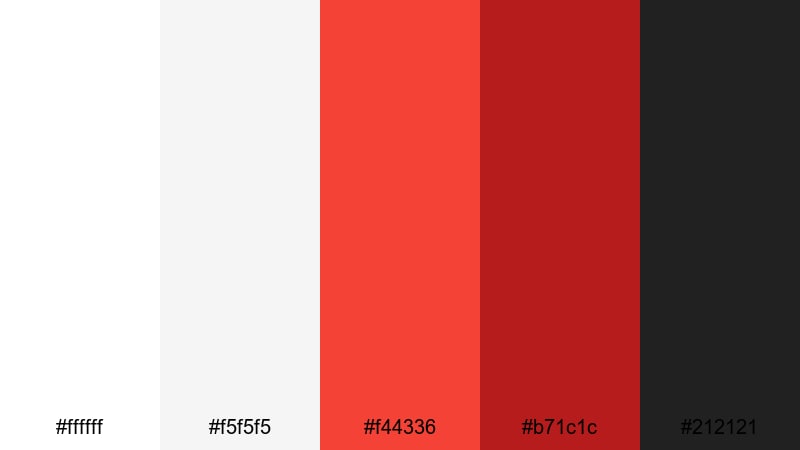 clean scarlet interface red color palette with hex codes