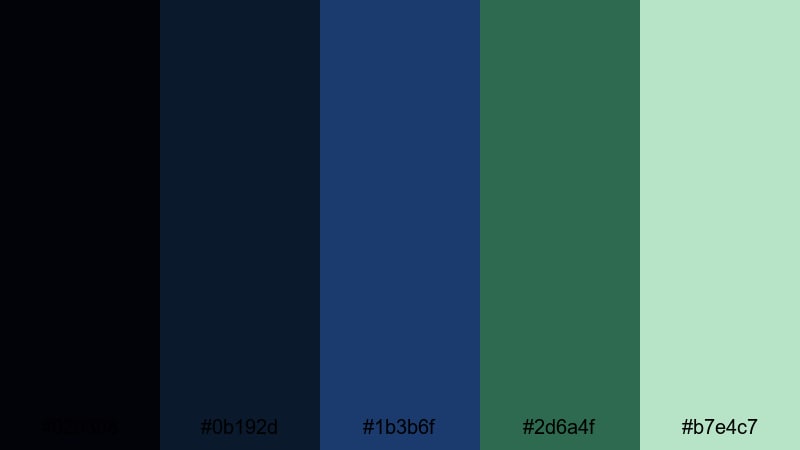 clean slate horizon black blue green color palette with hex codes