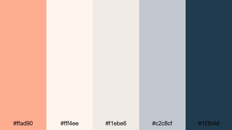 clean studio bloom salmon peach color palette with hex codes