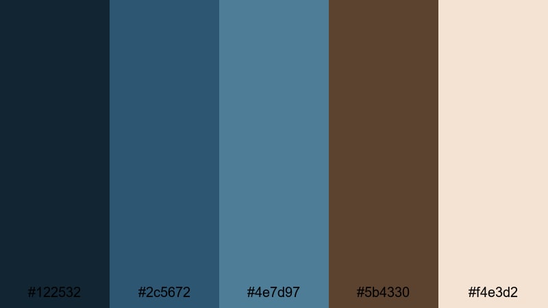 clean studio brand blue dark brown color palette with hex codes