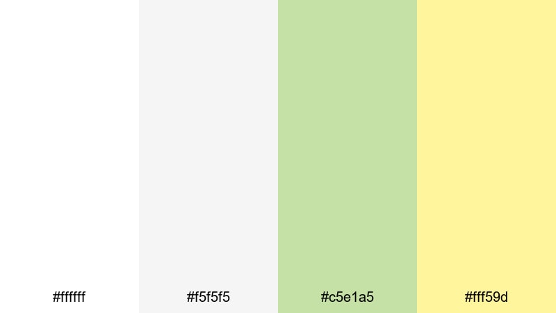 clean studio citrus white green yellow color palette with hex codes