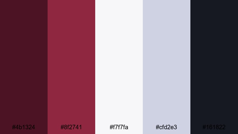 clean studio garnet burgundy dark red color palette with hex codes