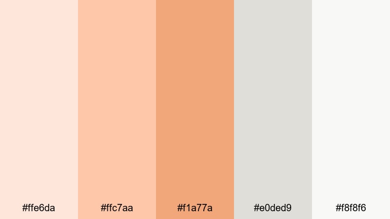 clean studio glow peach color palette with hex codes