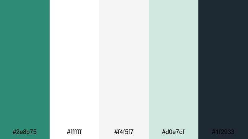 clean studio glow sea green color palette with hex codes