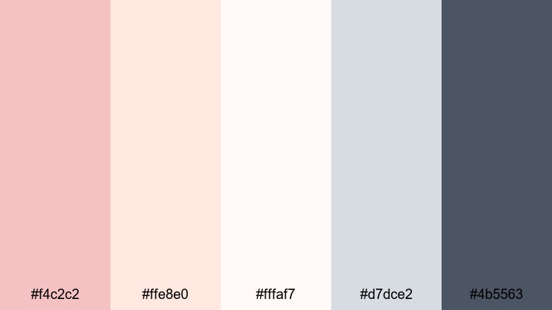clean studio glow tea rose color palette with hex codes