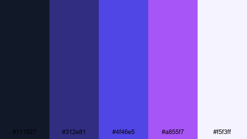 clean studio gradient purple blue color palette with hex codes