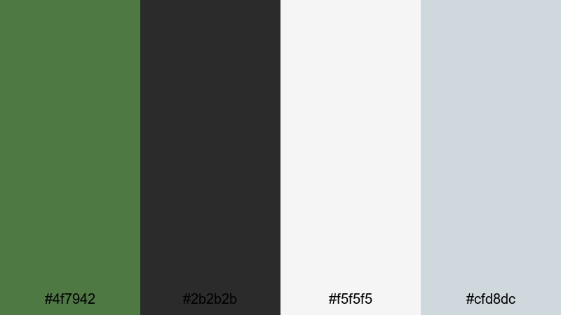clean studio green fern green color palette with hex codes