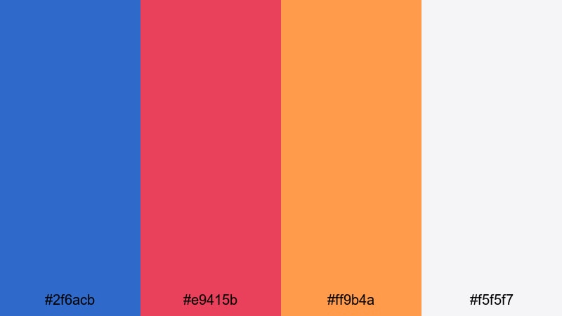 clean studio heat blue red orange color palette with hex codes