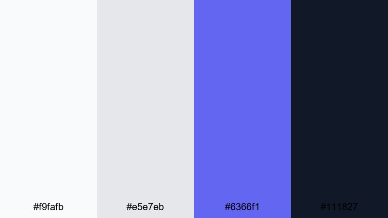 clean studio indigo indigo blue color palette with hex codes