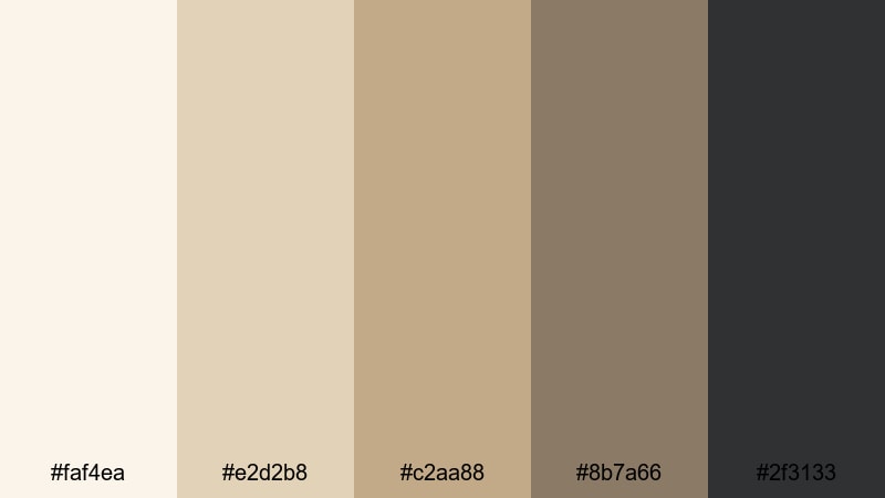 clean studio neutral khaki beige color palette with hex codes