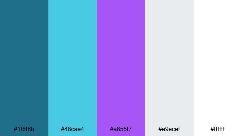 clean studio pastel edge teal purple color palette with hex codes
