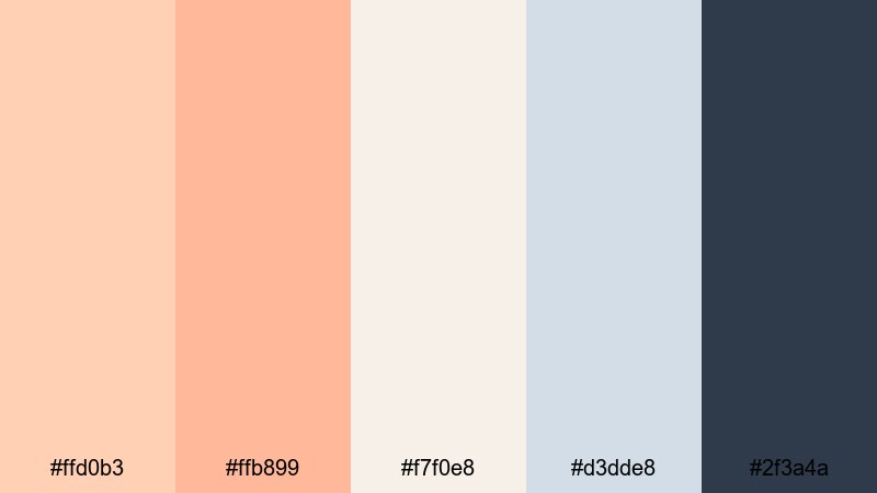 clean studio peach pastel orange color palette with hex codes