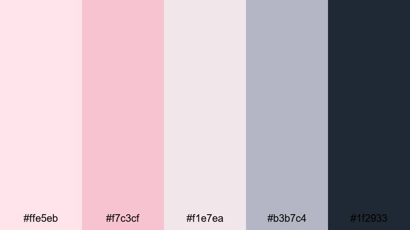 clean studio rose pale pink color palette with hex codes