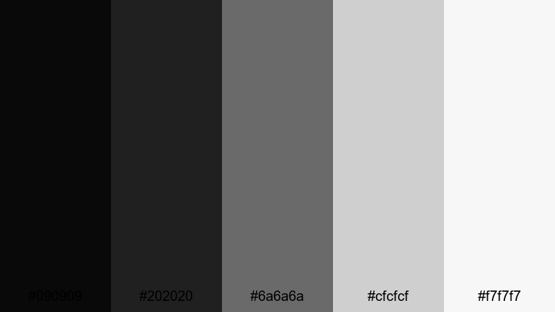 clean studio setup black gray color palette with hex codes