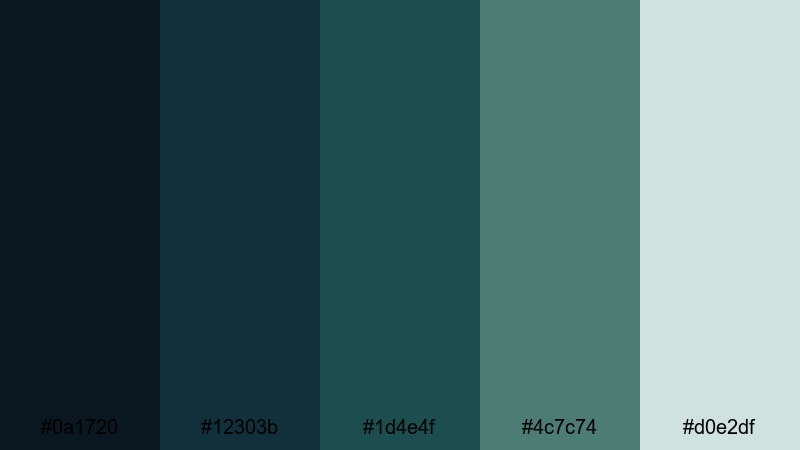 clean studio slate blue dark green color palette with hex codes
